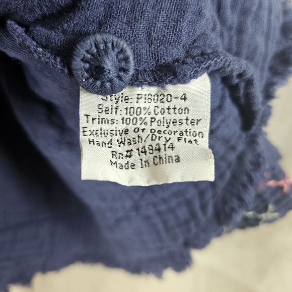 Johnny Was blue embroidered floral tunic blouse top Womens Medium - Picture 9 of 9